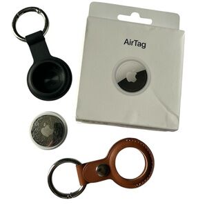 Apple Air Tag With Apple Find My…. And Black/ Brown Keychain Lot